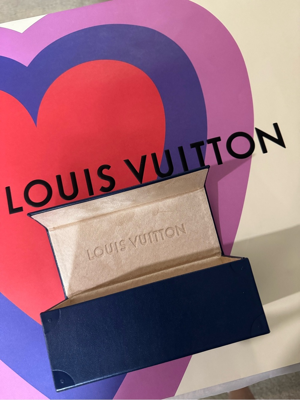 Louis Vuitton 💯% Authentic Navy Eyewear magnetic hard-case with Embossed Logo.